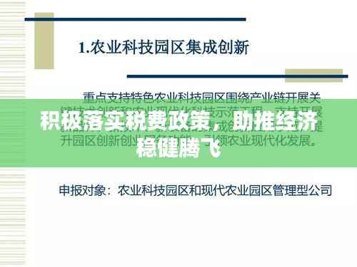 积极落实税费政策,助推经济稳健腾飞