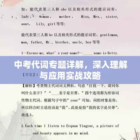 中考代词专题详解,深入理解与应用实战攻略