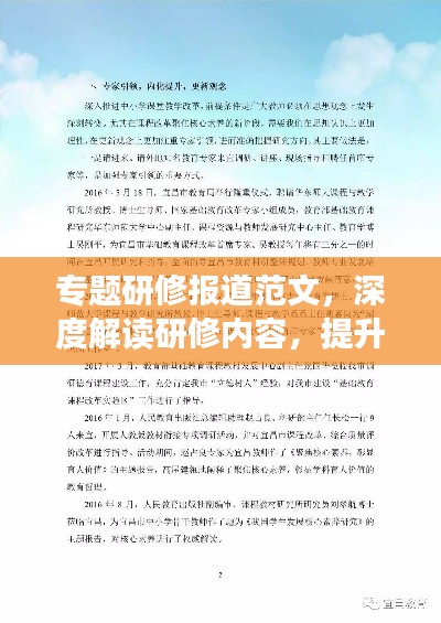 专题研修报道范文,深度解读研修内容,提升个人专业素养